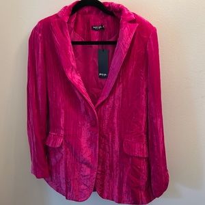 Pink velvet oversized blazer